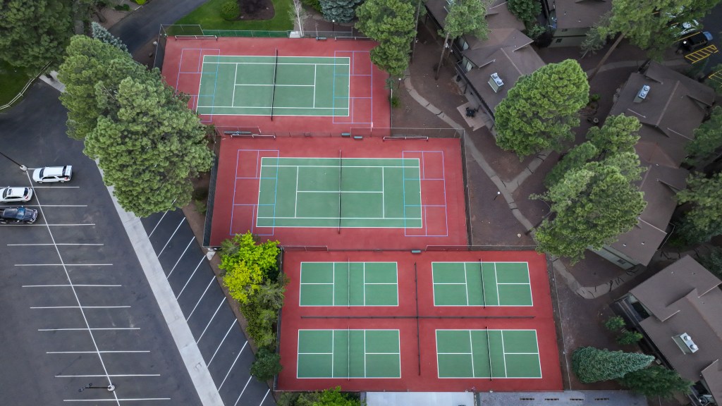 Aerial view of tennis courts